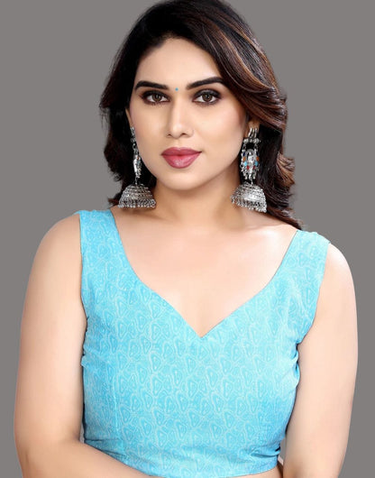 Georgette Floral Sky Blue Saree