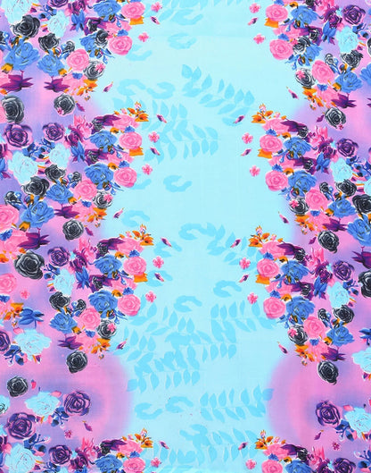 Georgette Floral Sky Blue Saree