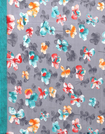 Georgette Floral Green Saree