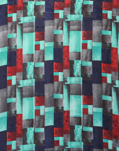 Georgette Geometric Black and Blue Saree