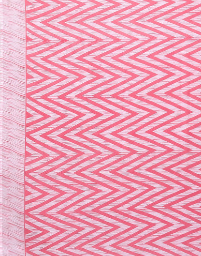 Georgette Geometric Pink and White Saree