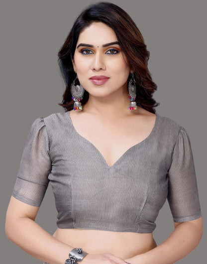 Georgette Geometric Grey and White Saree