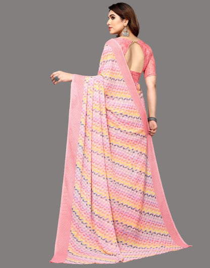 Georgette Geometric Light Pink Saree