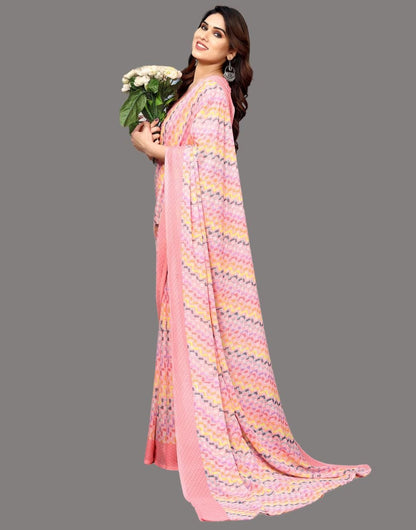 Georgette Geometric Light Pink Saree