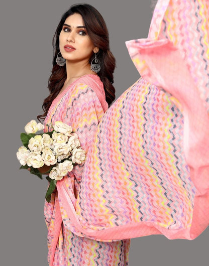 Georgette Geometric Light Pink Saree