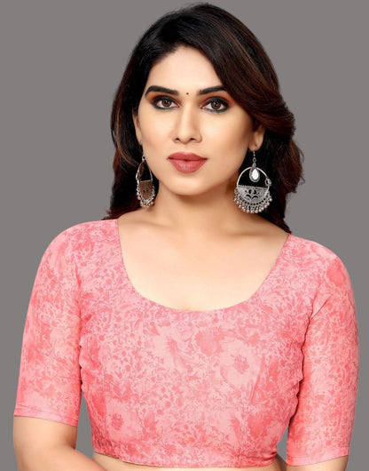 Georgette Geometric Light Pink Saree