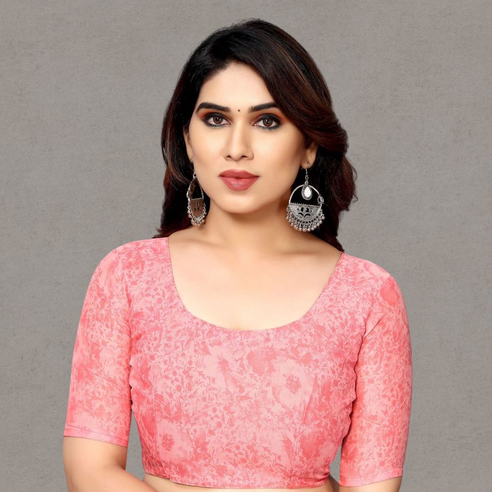 Georgette Geometric Light Pink Saree