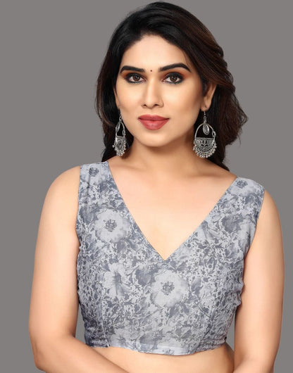 Georgette Geometric Light Grey Saree