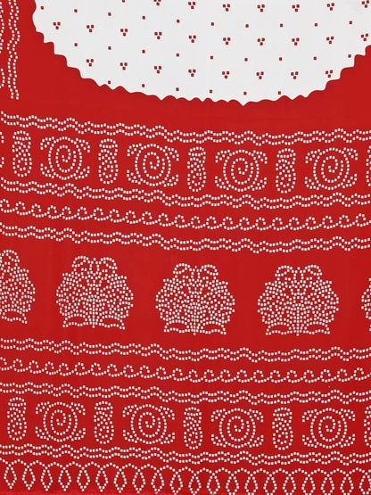 Georgette Bandhani Red, White Saree