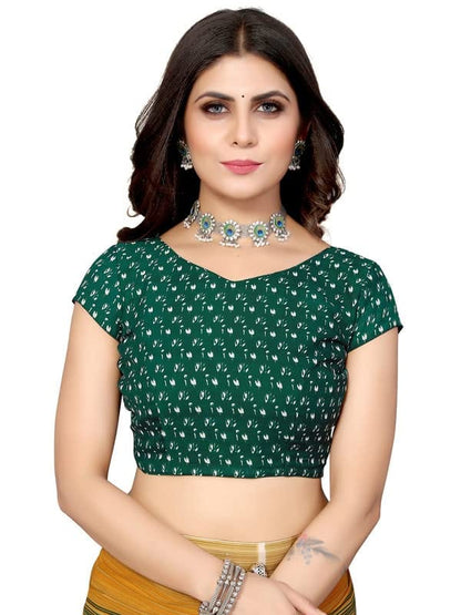 Georgette Floral Dark Green, Beige Saree