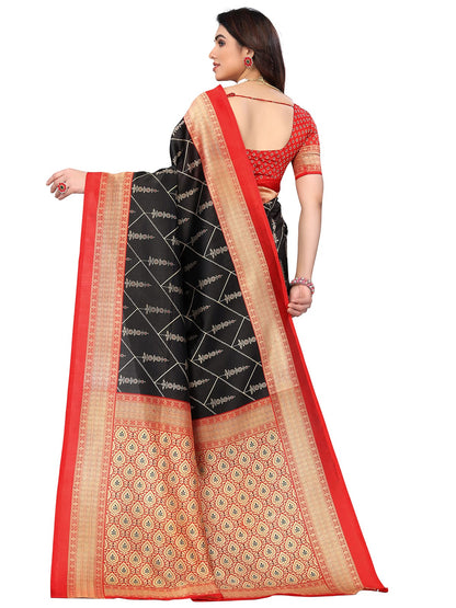 Art Silk Traditional Red Saree