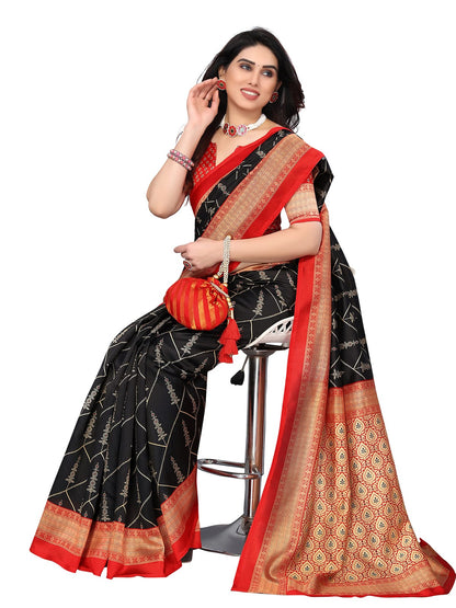 Art Silk Traditional Red Saree