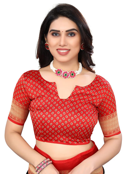 Art Silk Traditional Red Saree