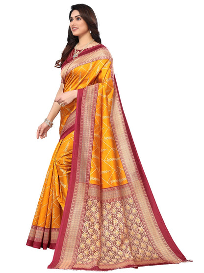 Art Silk Traditional Maroon Saree