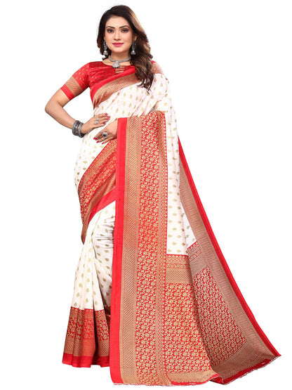 Art Silk Traditional Red Saree