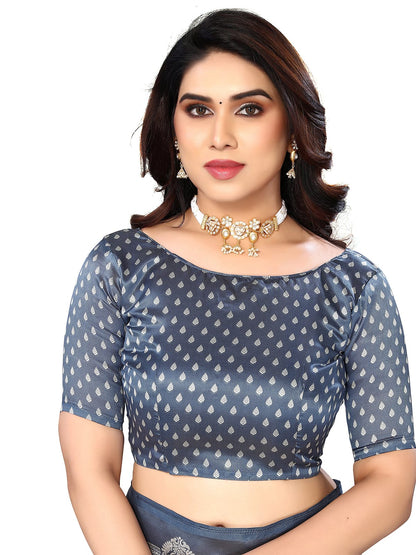 Art Silk Traditional Grey and OffWhite Saree