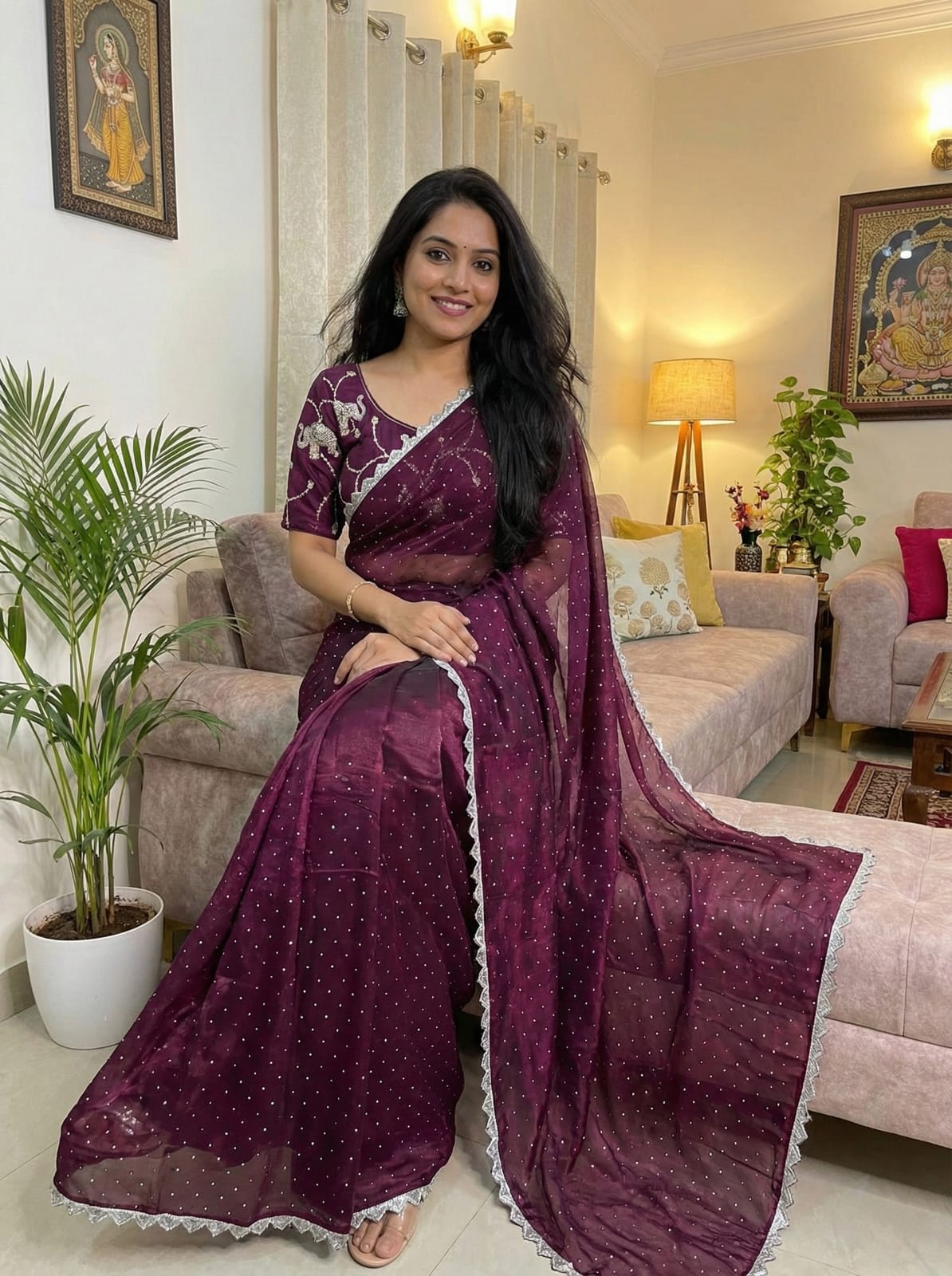 Juhi Teal Elegance Fendy Satin Silk Saree