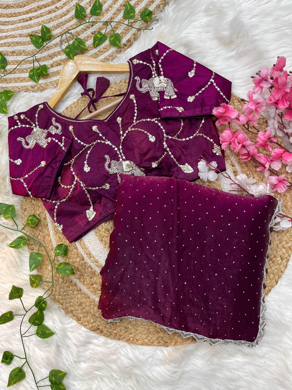 Juhi Teal Elegance Fendy Satin Silk Saree