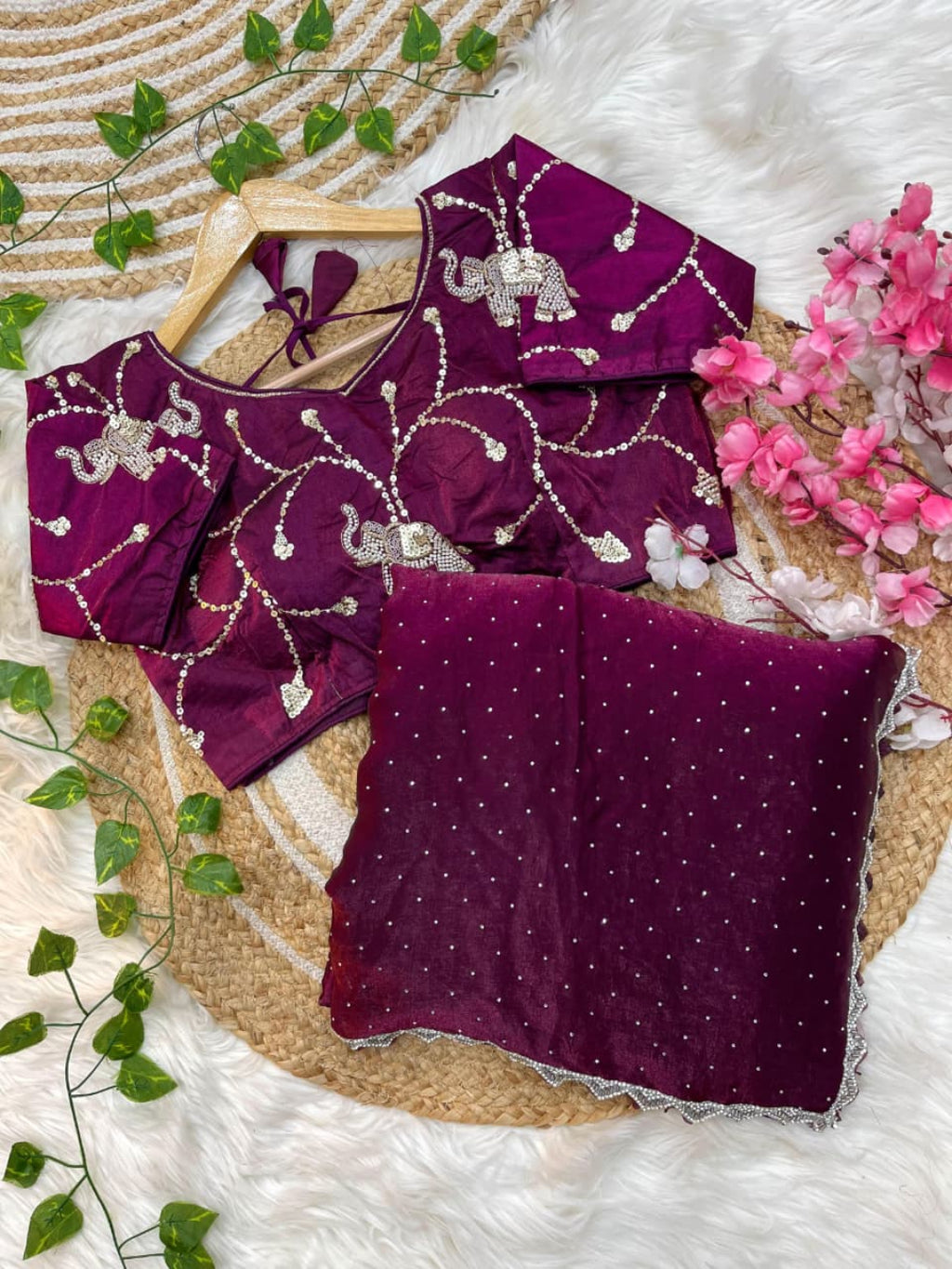 Juhi Teal Elegance Fendy Satin Silk Saree