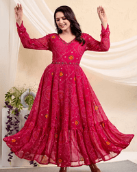 Pink Bandhani Gown