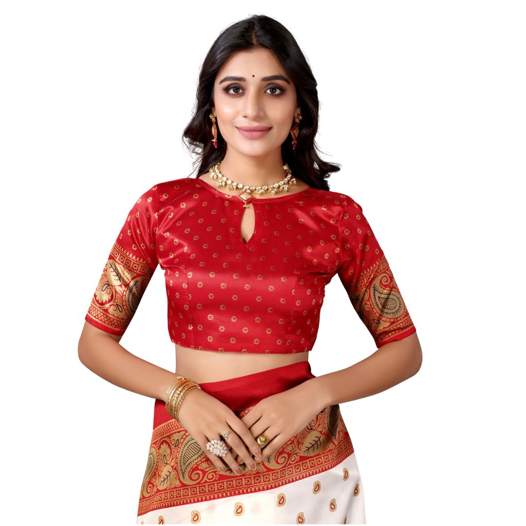 Opal Red Art Silk Traditional Saree