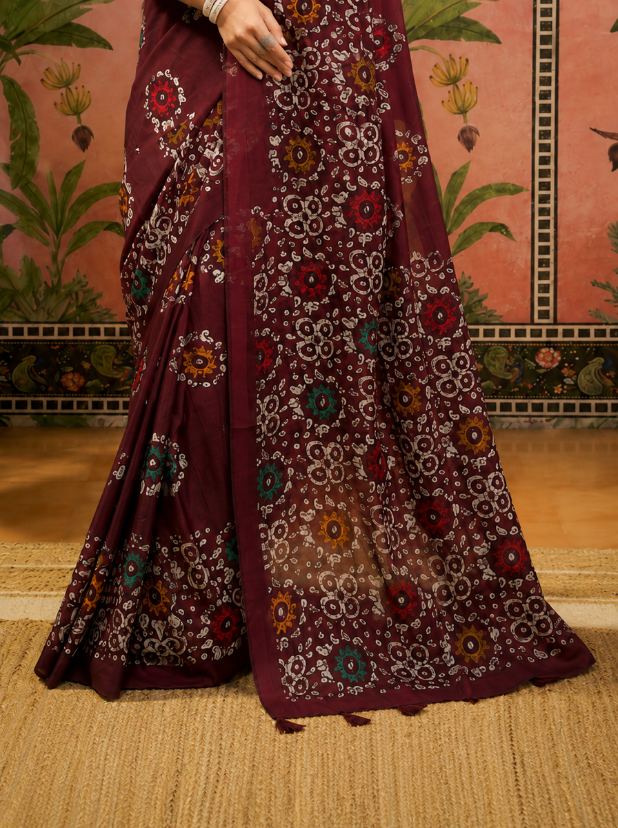 Pure Cotton Black Multicolor Floral Printed Saree - 46640bbd bd76 45bc 83c3 9dc10706f127