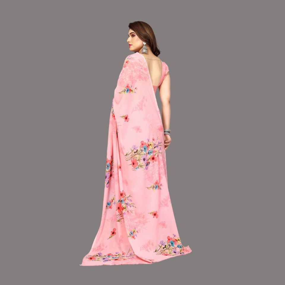 Peach Blossom Light Peach Georgette Saree