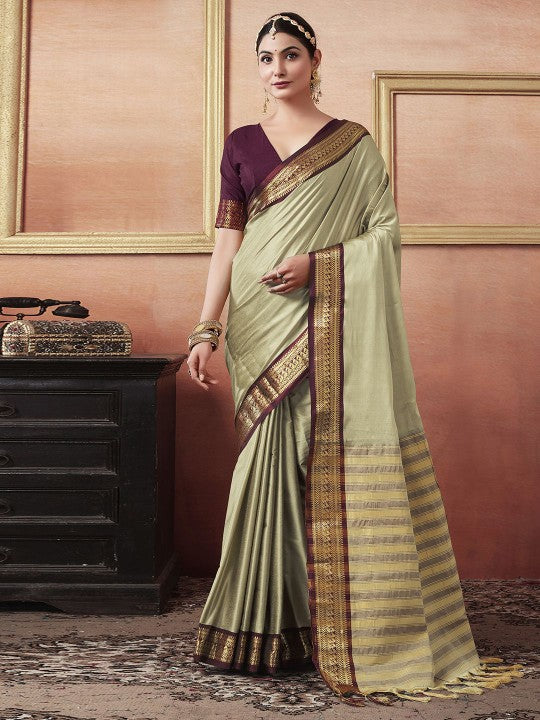 Vaibhav Cotton Silk Woven Kanjivaram Saree
