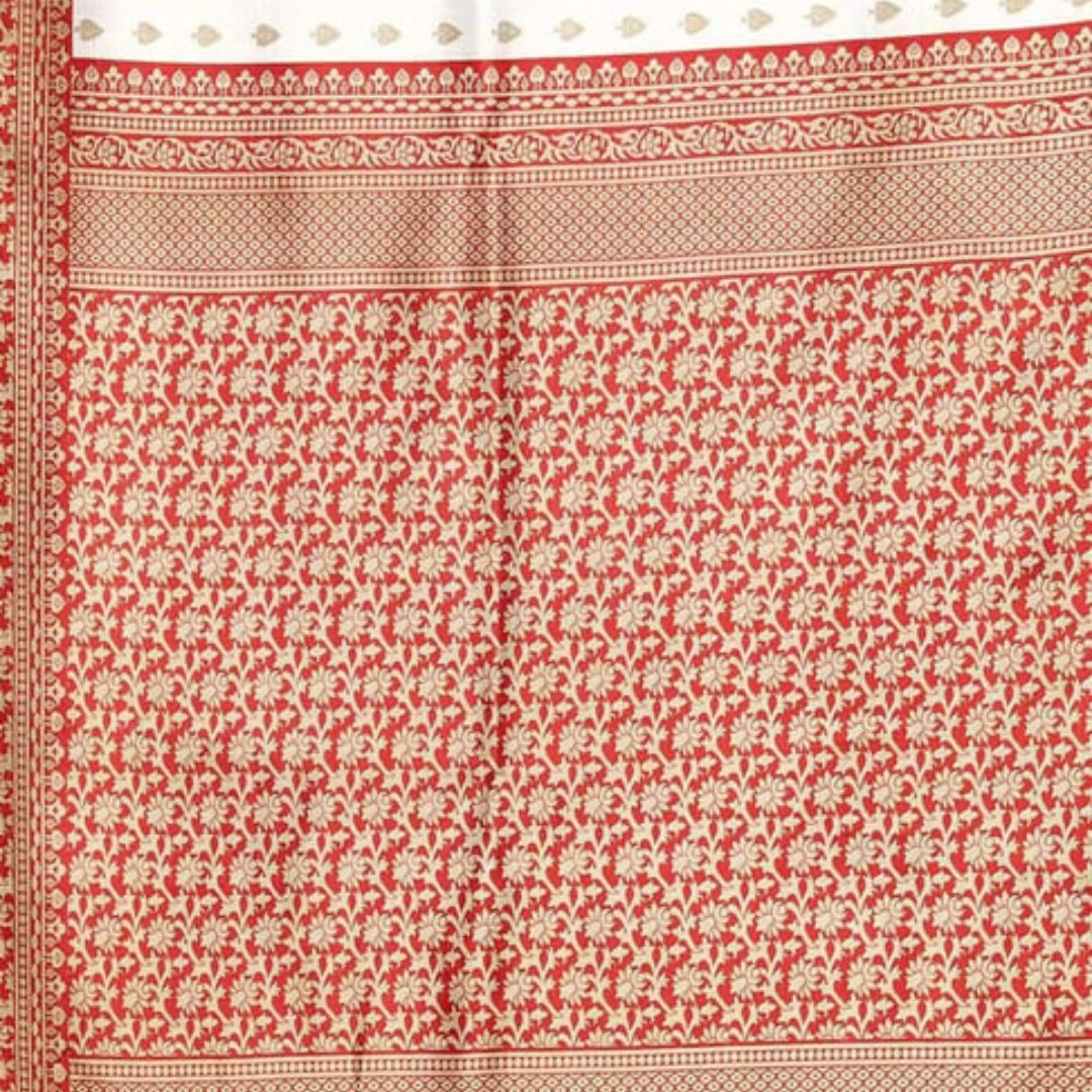 Dual Tone Red Ivory Art Silk Heritage Saree