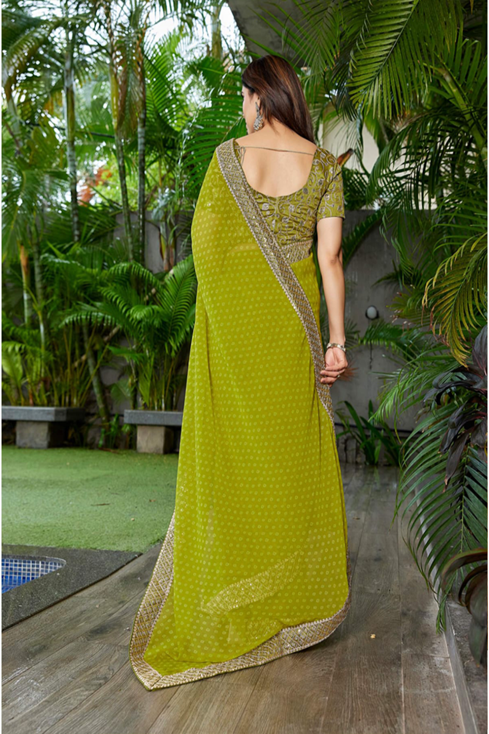 Elegant Teal Green Georgette Saree with Designer Border – Party Wear Traditional Saree for Women