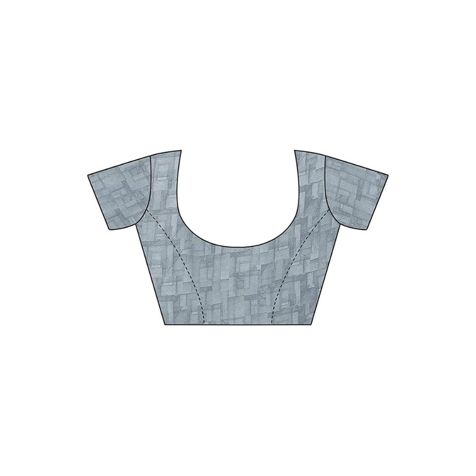 Silver Dawn Grey Georgette Floral Saree