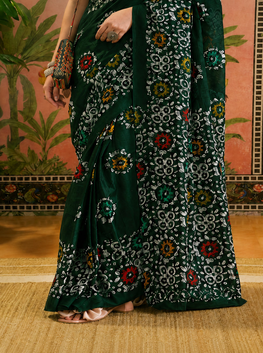 Pure Cotton Black Multicolor Floral Printed Saree - 7feacb89 8dd5 4c34 a512 546e979b8a86