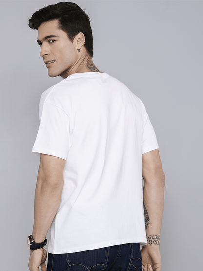 Men's White Casual Printed T-Shirt