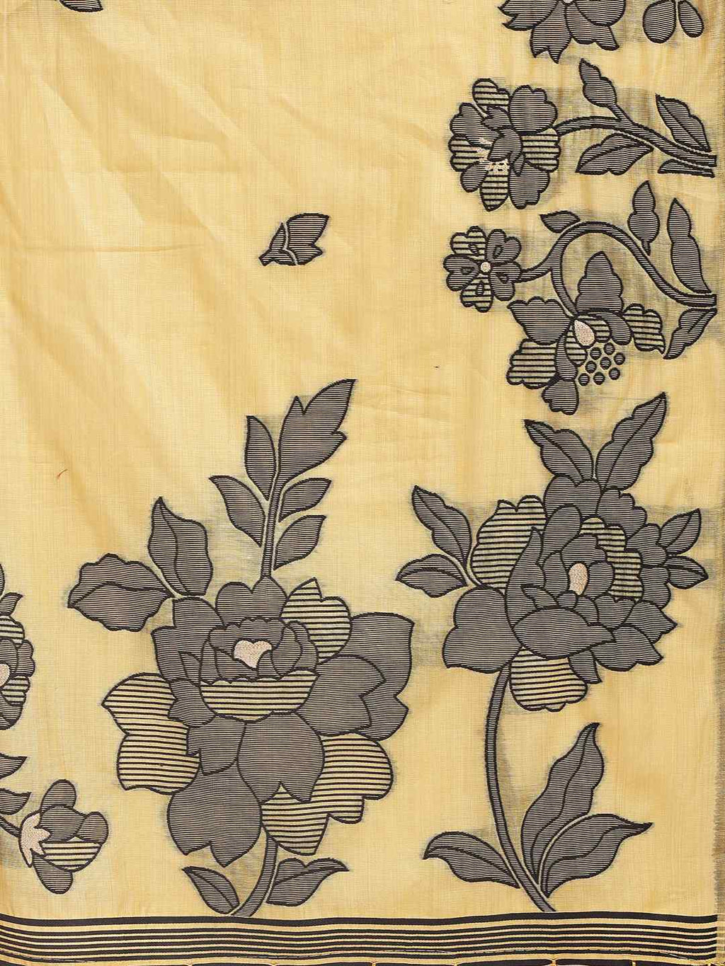 Sea Green Floral Cotton Linen Saree