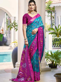 Vibrant Yellow & Maroon Pochampalli Silk Saree