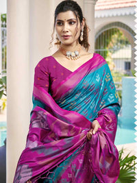 Vibrant Yellow & Maroon Pochampalli Silk Saree