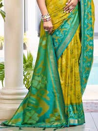 Vibrant Yellow & Maroon Pochampalli Silk Saree