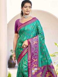 Vibrant Yellow & Maroon Pochampalli Silk Saree