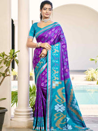 Vibrant Yellow & Maroon Pochampalli Silk Saree