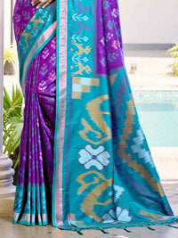 Vibrant Yellow & Maroon Pochampalli Silk Saree