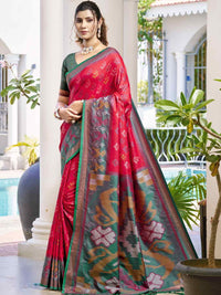 Vibrant Yellow & Maroon Pochampalli Silk Saree