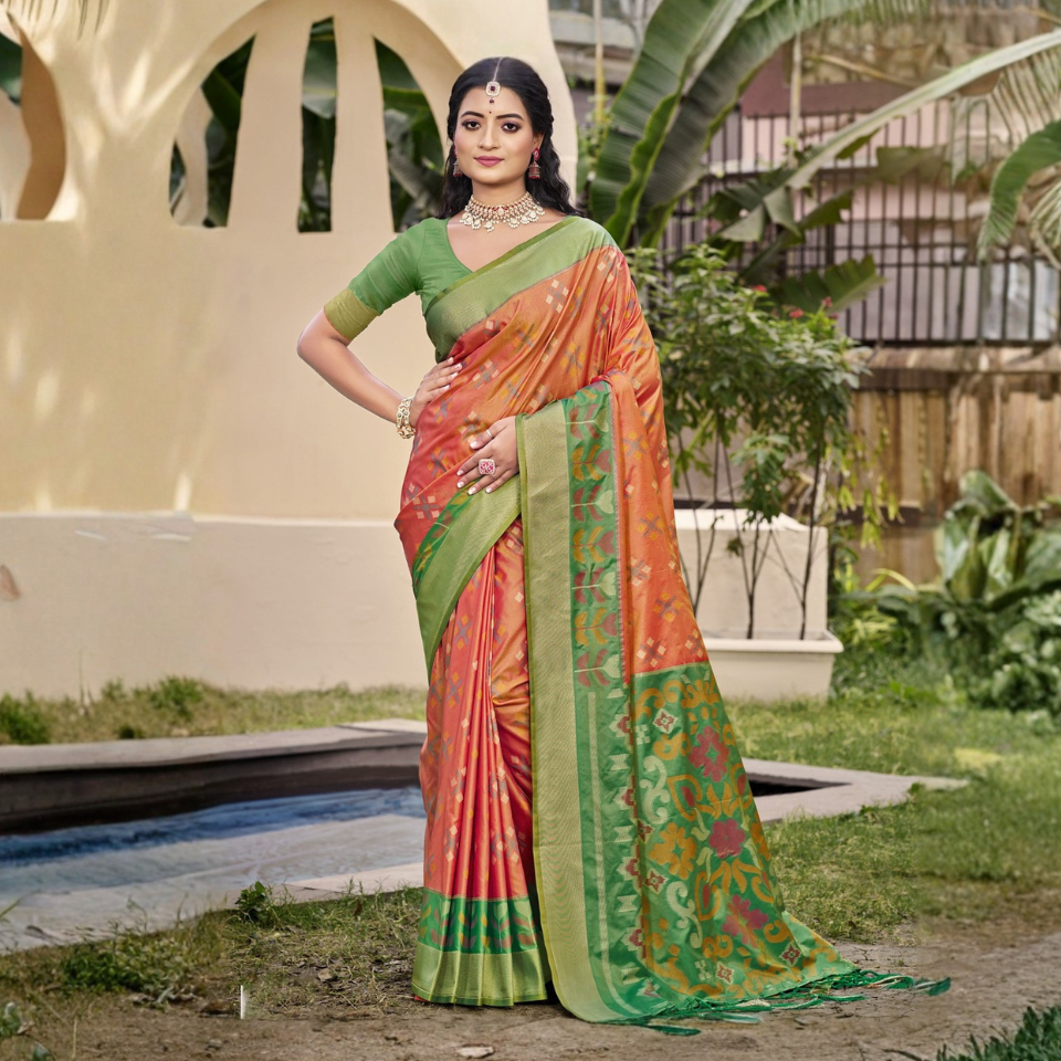 Pochampalli-Inspired Contrast Saree Collection