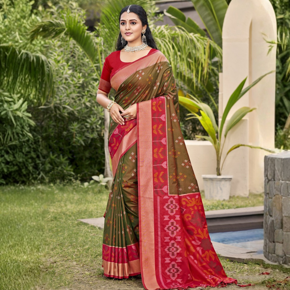 Pochampalli-Inspired Contrast Saree Collection