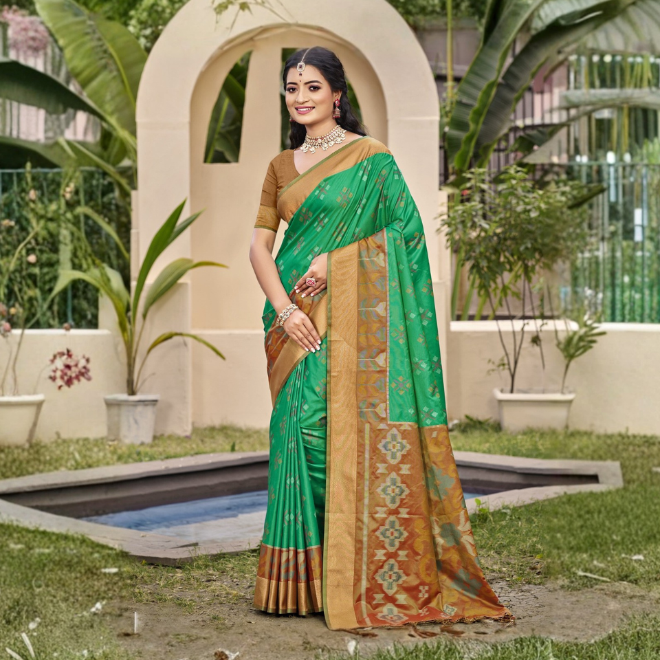Pochampalli-Inspired Contrast Saree Collection