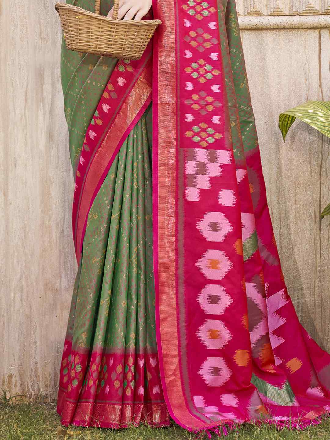 Royal Red Grey Pochampalli Soft Silk Saree