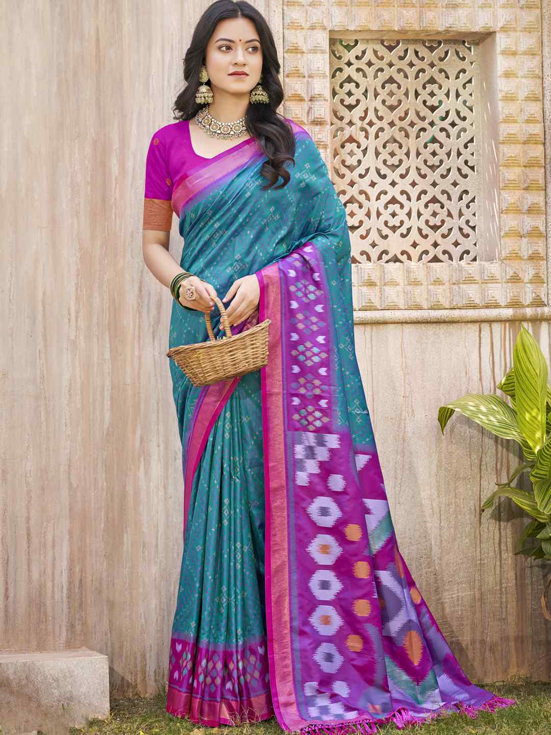 Royal Red Grey Pochampalli Soft Silk Saree