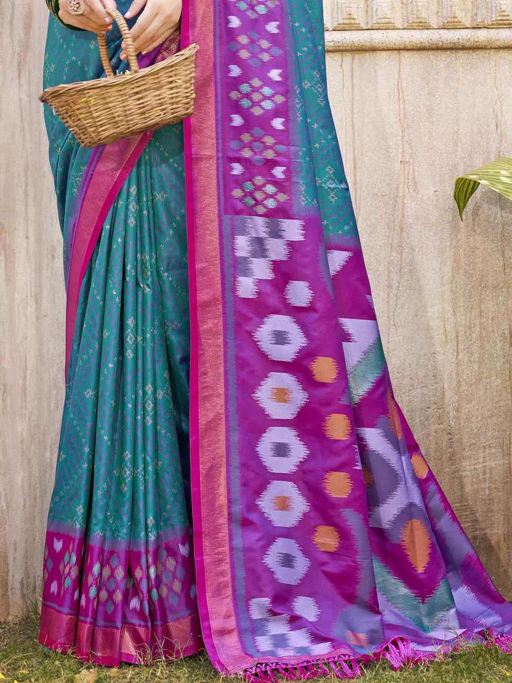 Royal Red Grey Pochampalli Soft Silk Saree