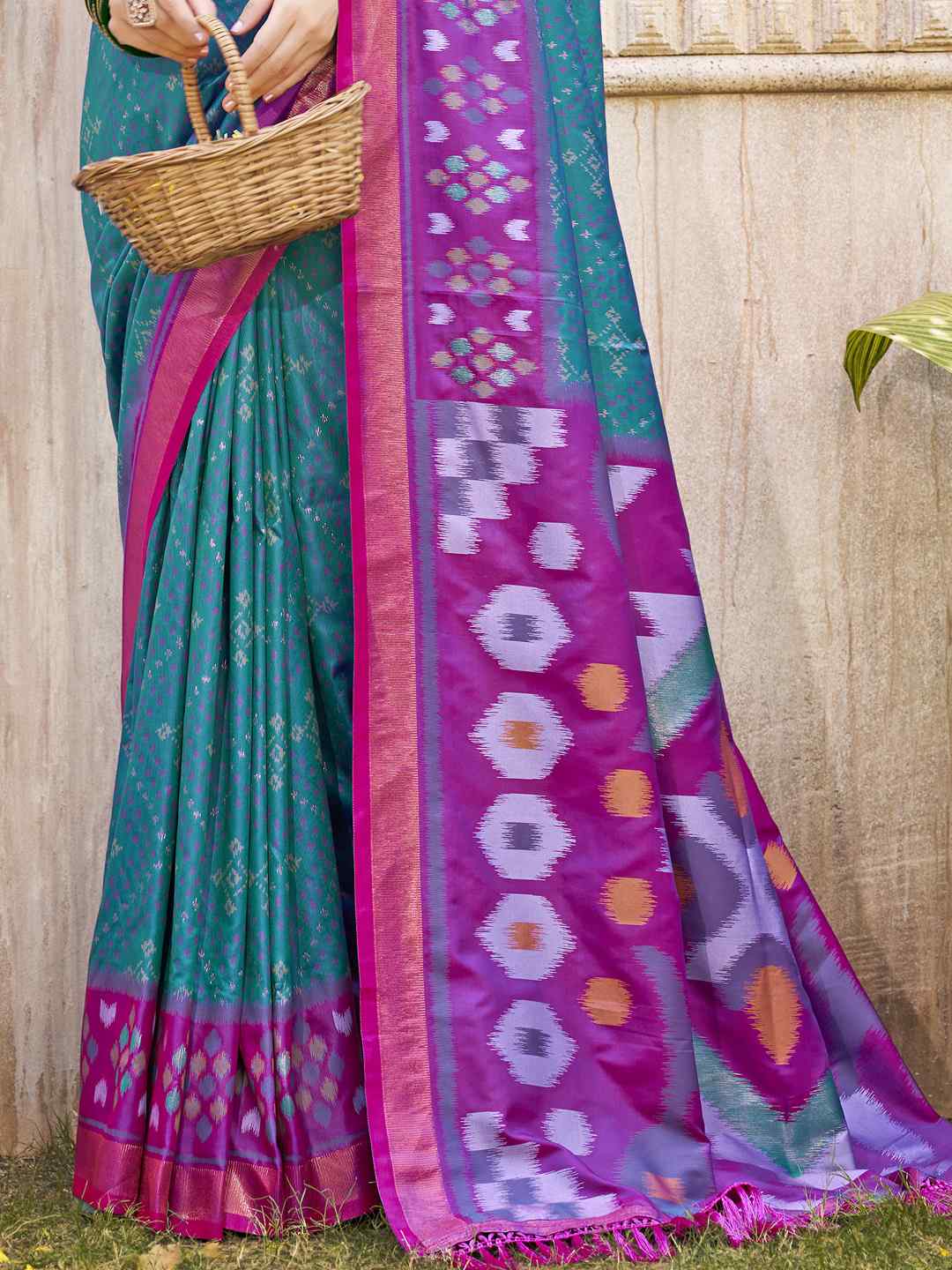 Royal Red Grey Pochampalli Soft Silk Saree
