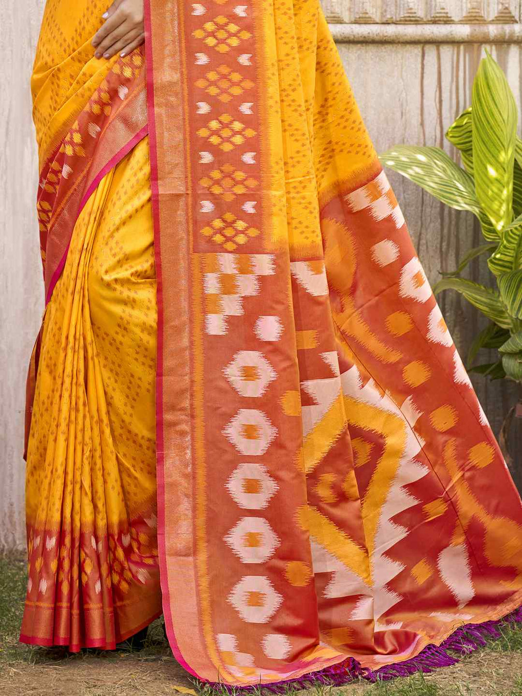 Royal Red Grey Pochampalli Soft Silk Saree