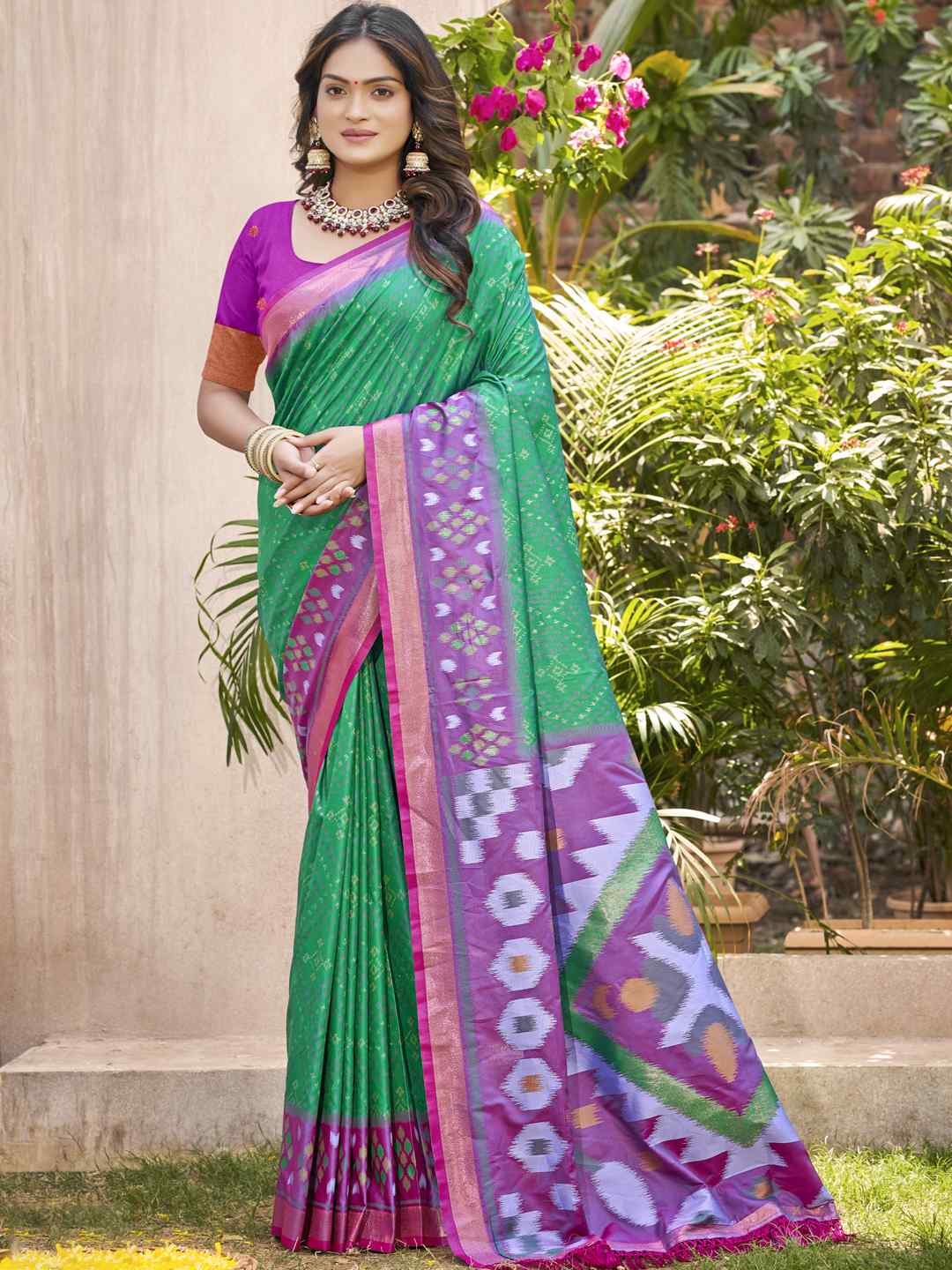 Royal Red Grey Pochampalli Soft Silk Saree